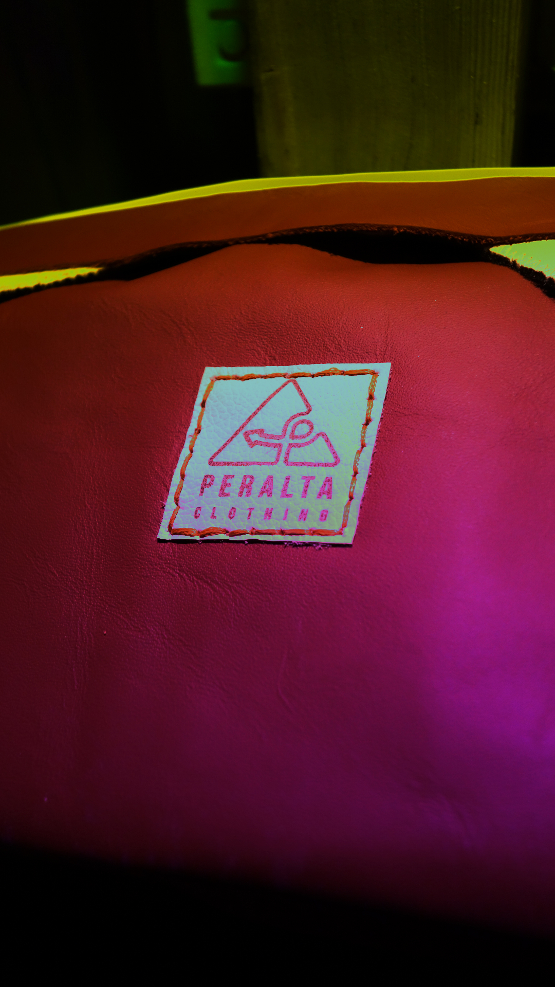 Peralta Clothing leather label detail