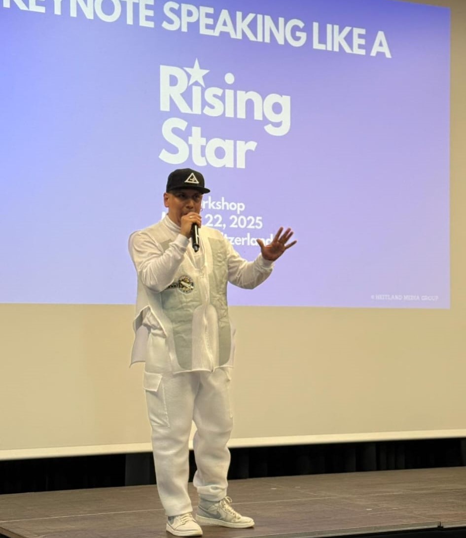 Frank Peralta keynote speaking on stage