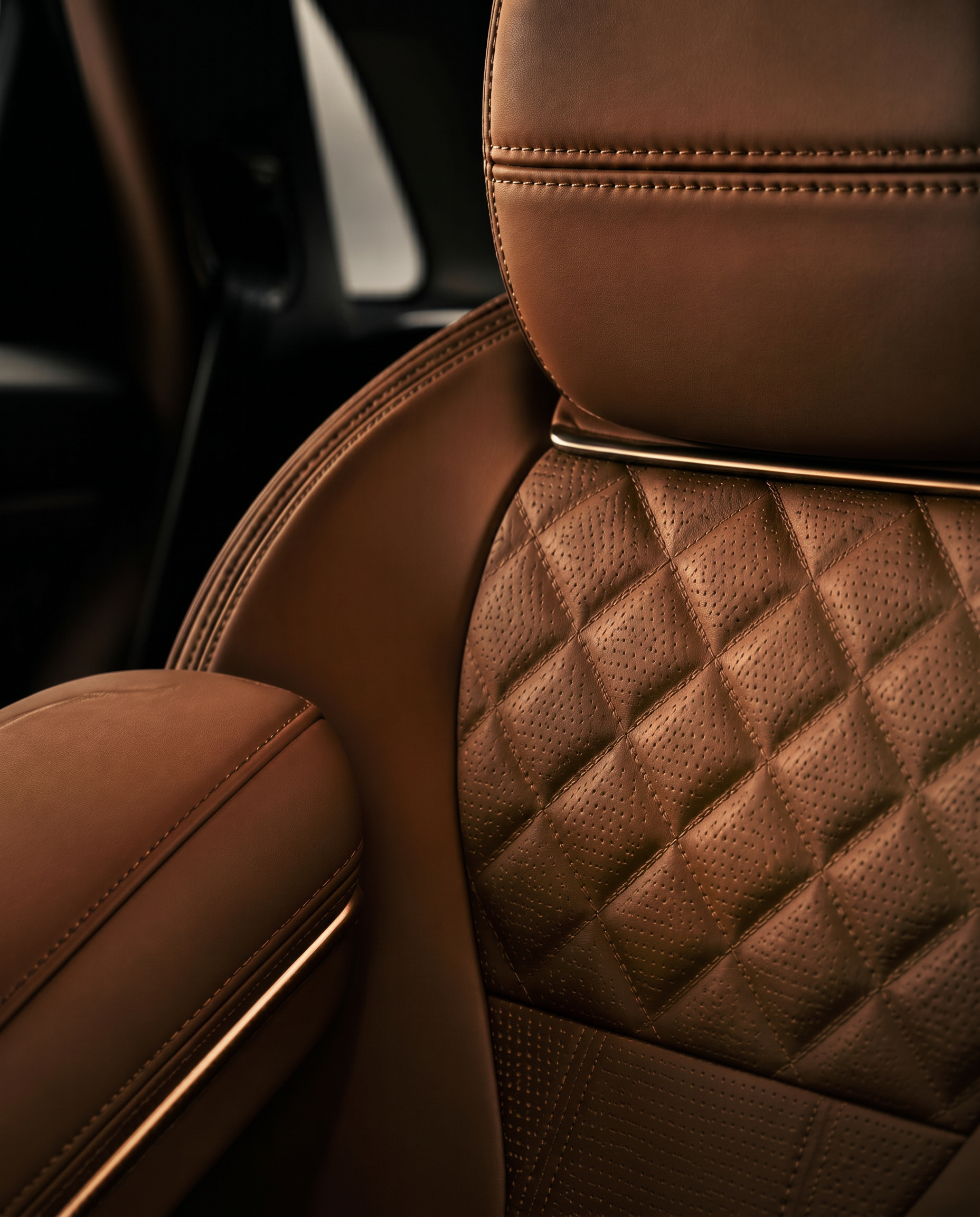 Premium Bentley automotive interior leather close-up